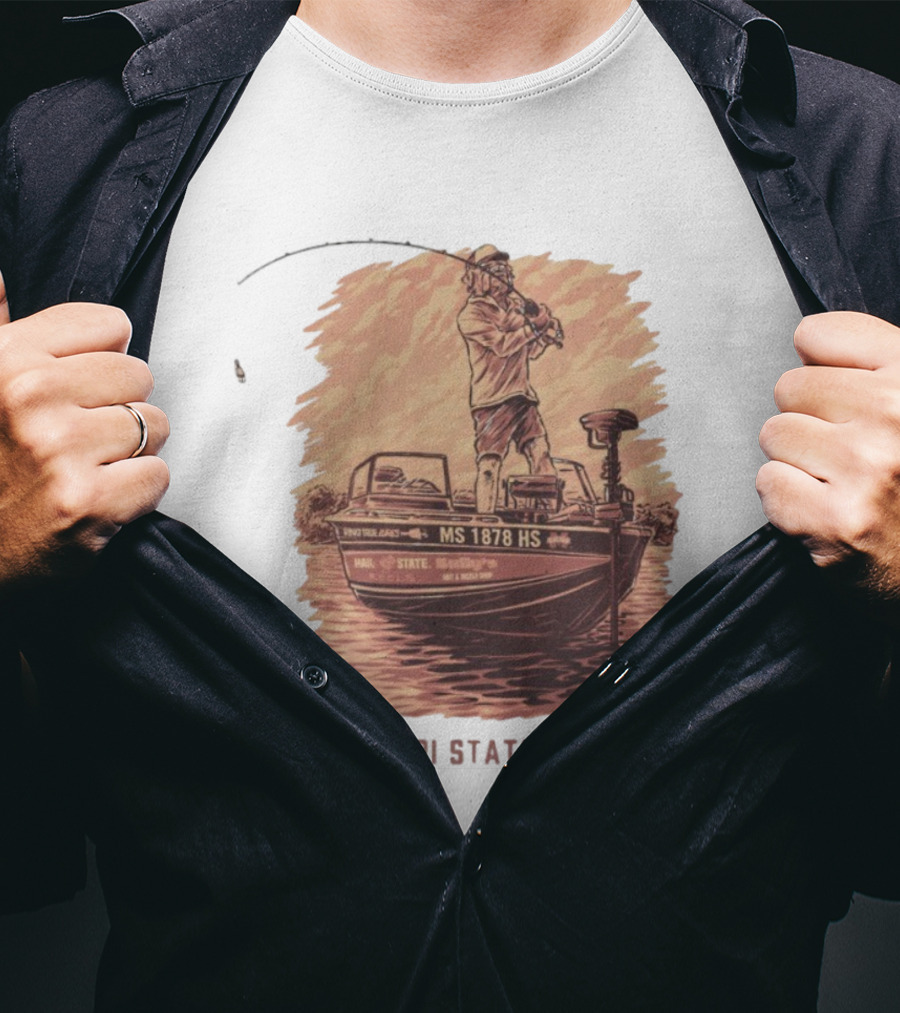 Mississippi State University Bulldogs Bass Fishing MS 1878 Hail State T-Shirt