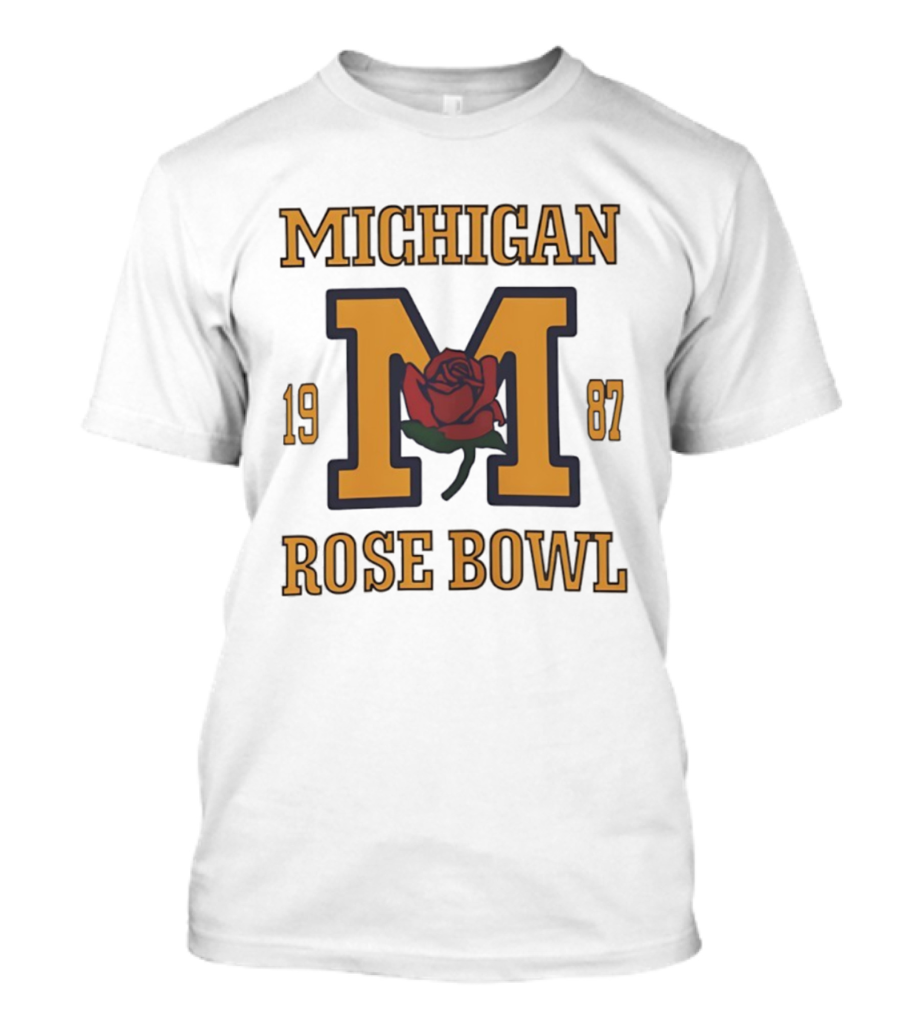 Michigan 1987 Rose Bowl M Rose Emblem T-Shirt