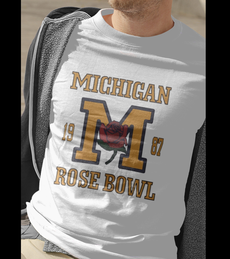 Michigan 1987 Rose Bowl M Rose Emblem T-Shirt