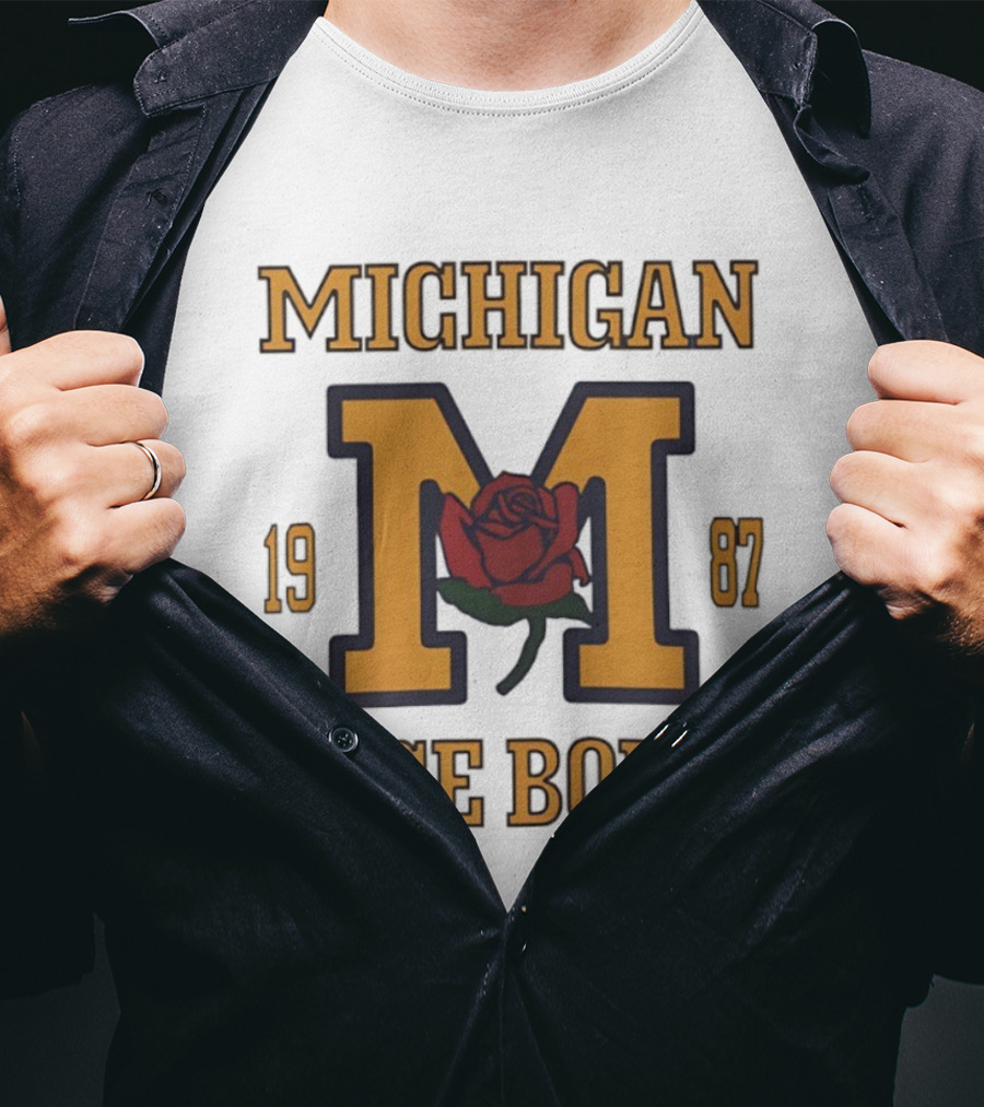 Michigan 1987 Rose Bowl M Rose Emblem T-Shirt