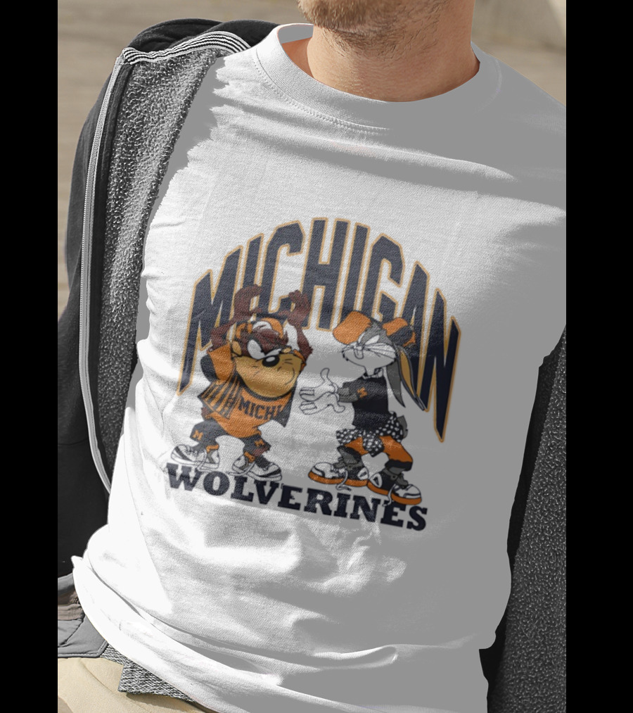 Michigan Wolverines Basketball Tasmanian Devil Bugs Bunny Crossover T-Shirt