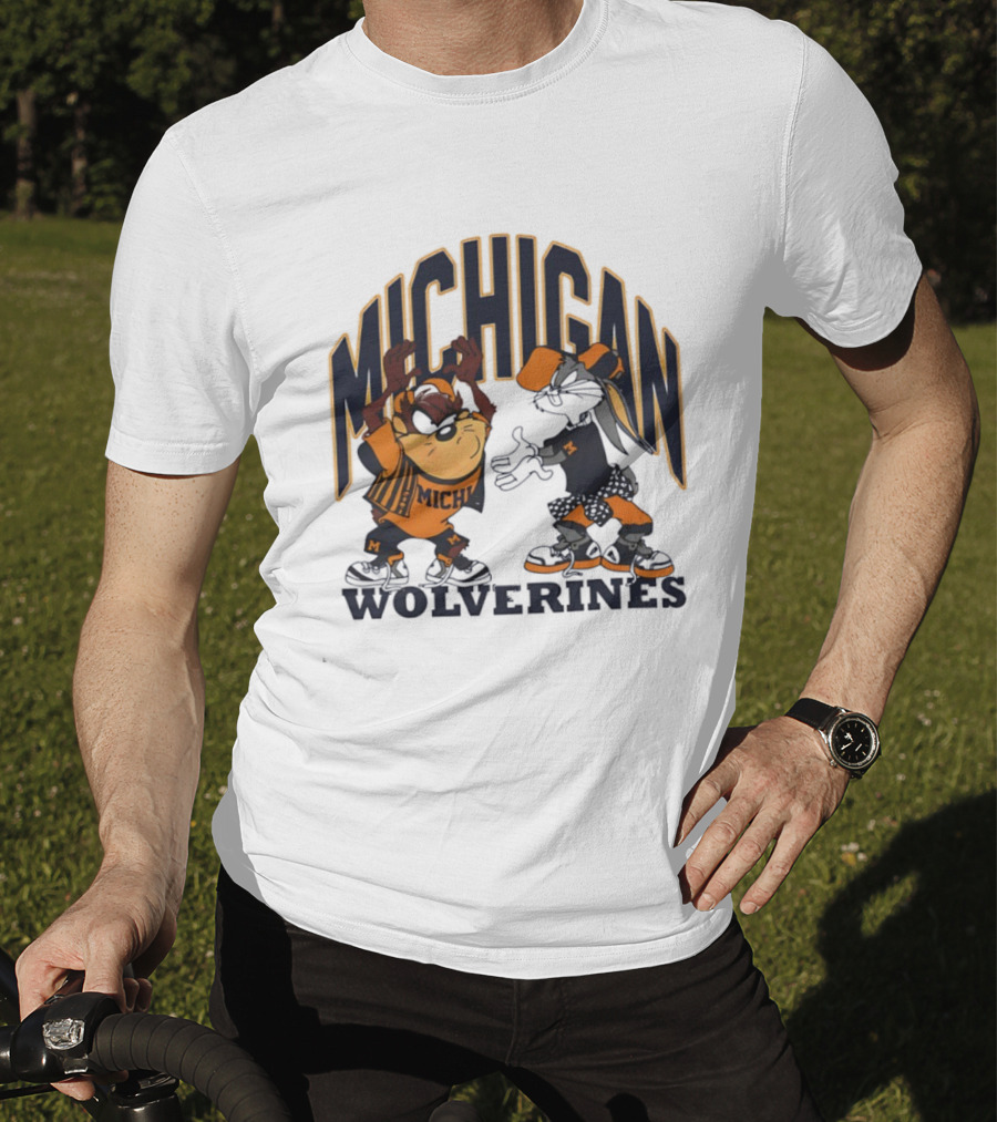 Michigan Wolverines Basketball Tasmanian Devil Bugs Bunny Crossover T-Shirt