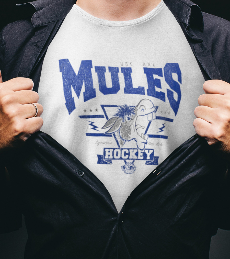 Syracuse Crunch Use Ana Mules Hockey Throwback New York T-Shirt