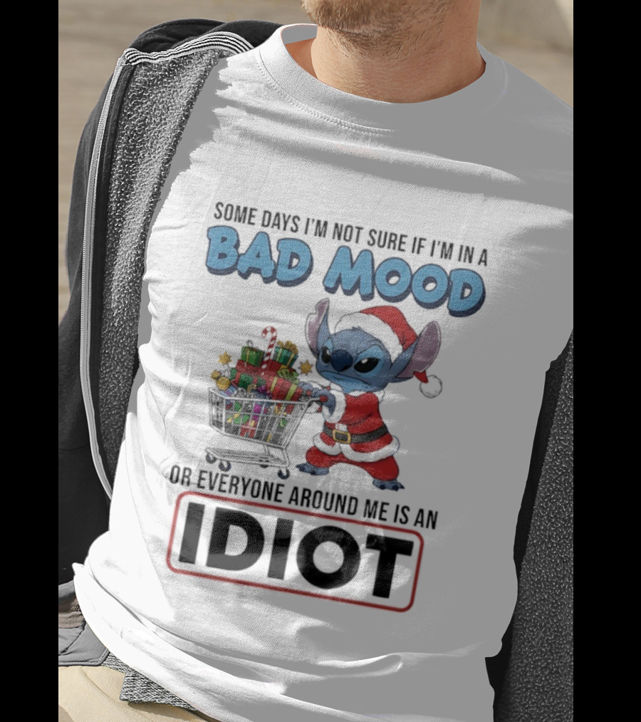 Christmas Stitch Some Days Bad Mood Idiot Holiday Gift Scene T-Shirt