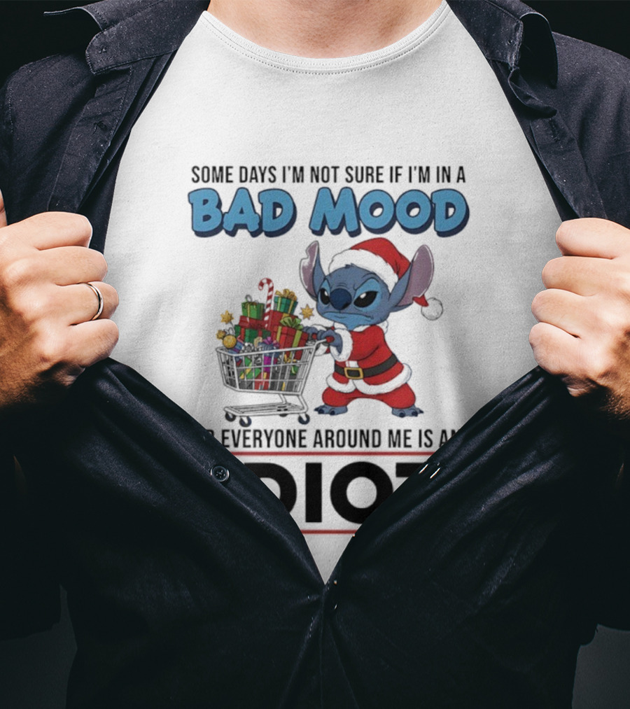 Christmas Stitch Some Days Bad Mood Idiot Holiday Gift Scene T-Shirt