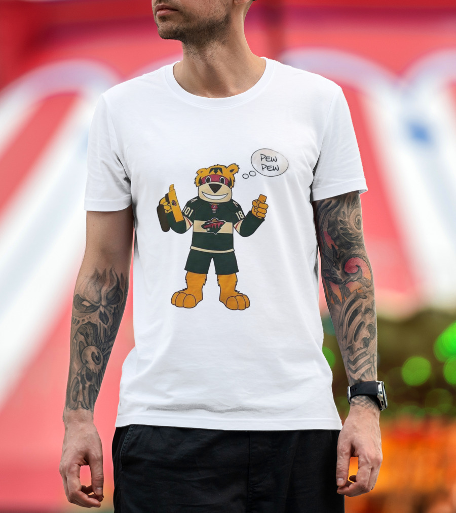 Minnesota Wild Mascot Nordy Pew Pew Hockey T-Shirt