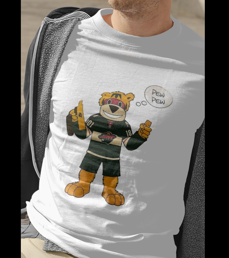 Minnesota Wild Mascot Nordy Pew Pew Hockey T-Shirt