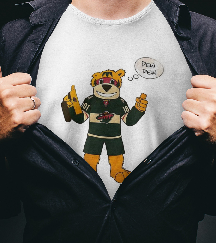 Minnesota Wild Mascot Nordy Pew Pew Hockey T-Shirt