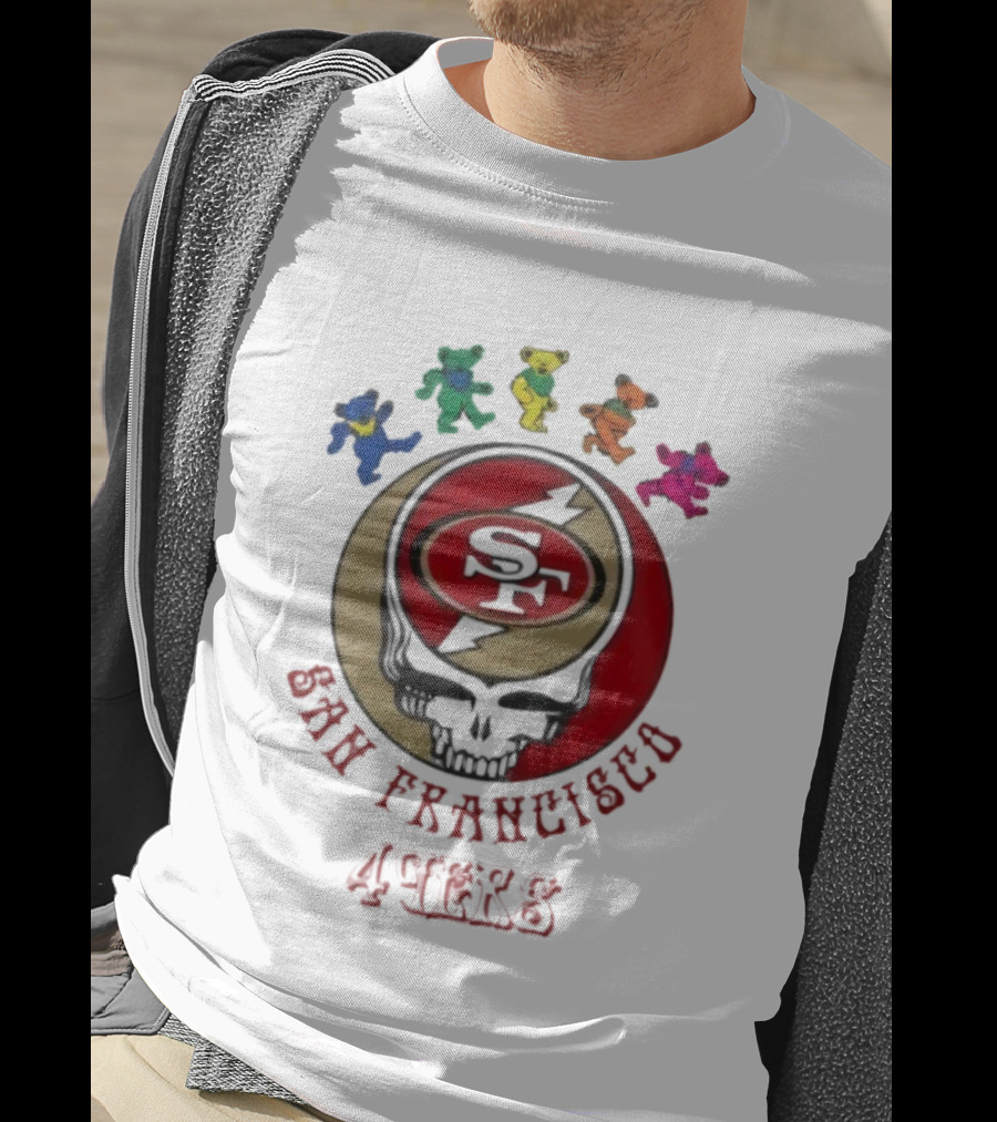 San Francisco 49ers Grateful Dead Dancing Bears Skull Collaboration T-Shirt