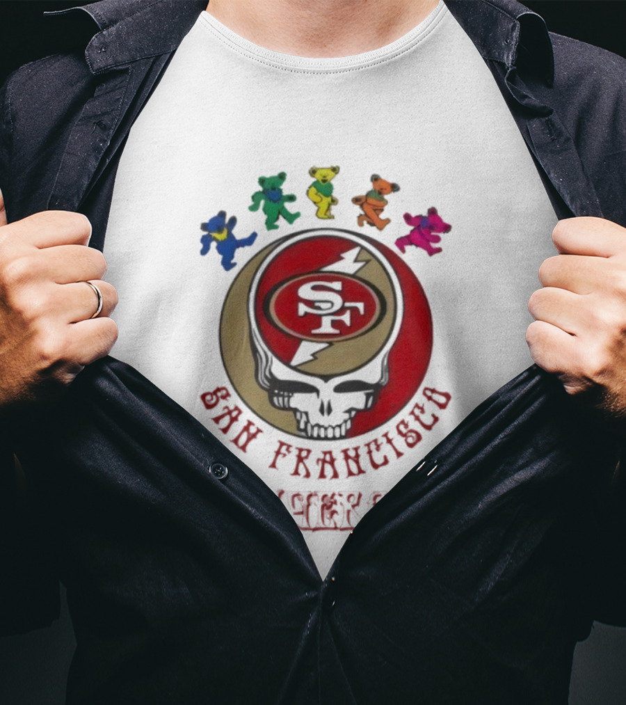 San Francisco 49ers Grateful Dead Dancing Bears Skull Collaboration T-Shirt