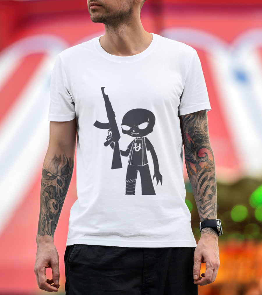 Homestuck Caliborn Character U Symbol Black Silhouette With Weapon T-Shirt