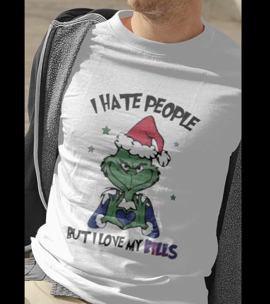 I Hate People But I Love My Bills Grinch Buffalo Football Fan T-Shirt