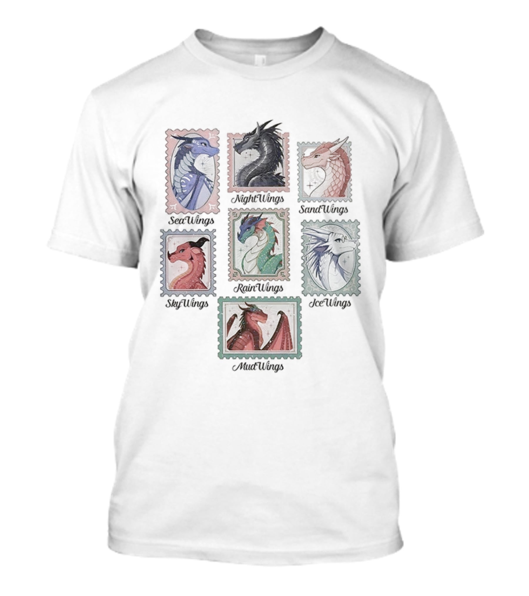 Wings Of Fire Dragon Stamps SeaWing NightWing SandWing SkyWing RainWing IceWing MudWing Fan Collection T-Shirt
