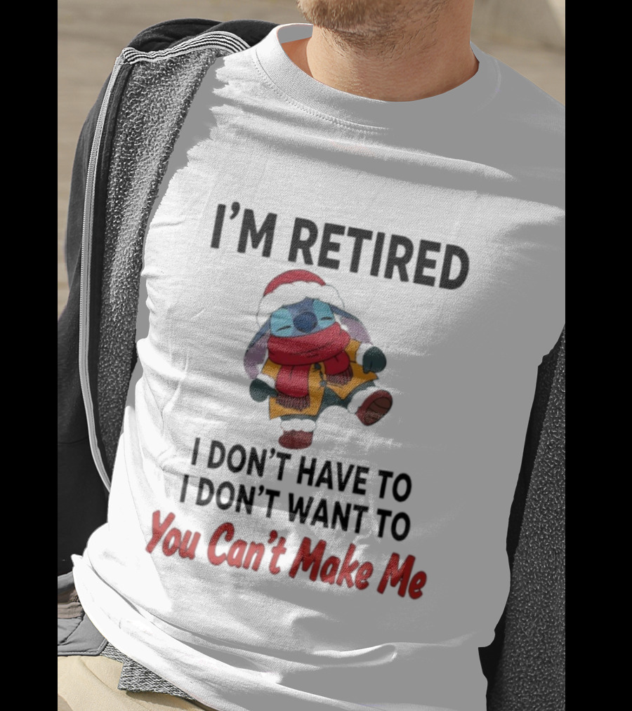 Stitch I'm Retired You Can't Make Me Cozy Winter Outfit T-Shirt