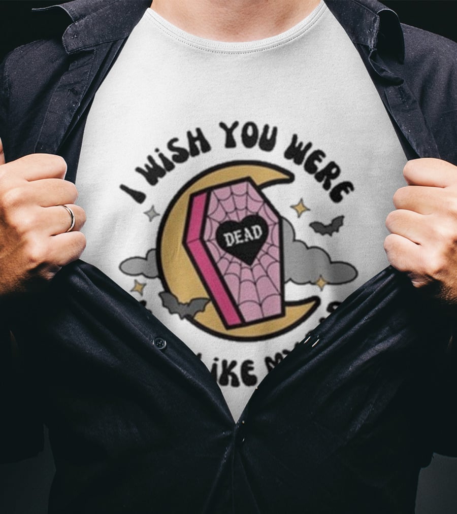 I Wish You Were More Like My Dad Pink Coffin Moon Bats T-Shirt