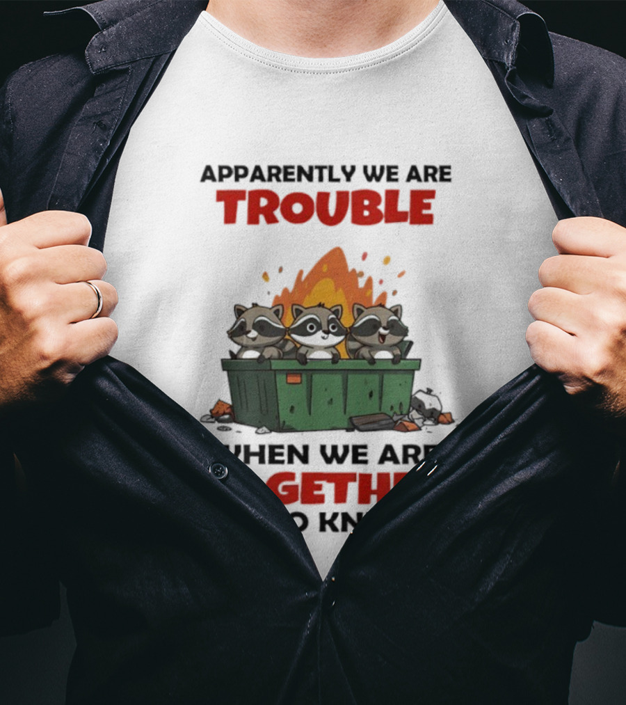 Raccoons Dumpster Fire Apparently We Are Trouble When We Are Together Who Knew T-Shirt