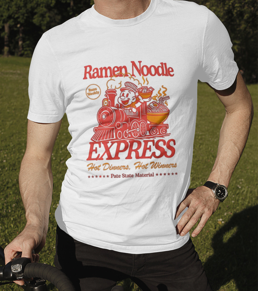 Ramen Noodle Express Hot Dinners Hot Winners Fun Steam Material T-Shirt