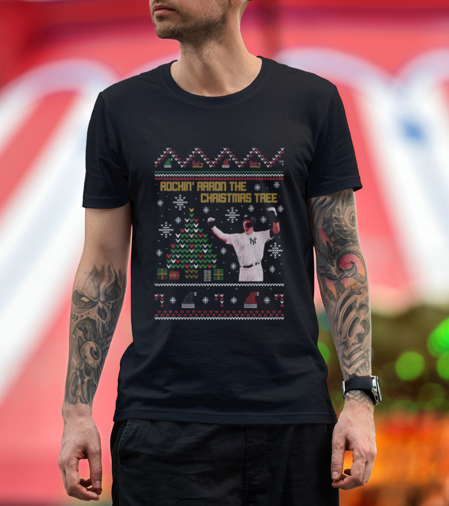 Rockin Around the Christmas Tree Aaron Judge Ugly Christmas T-Shirt