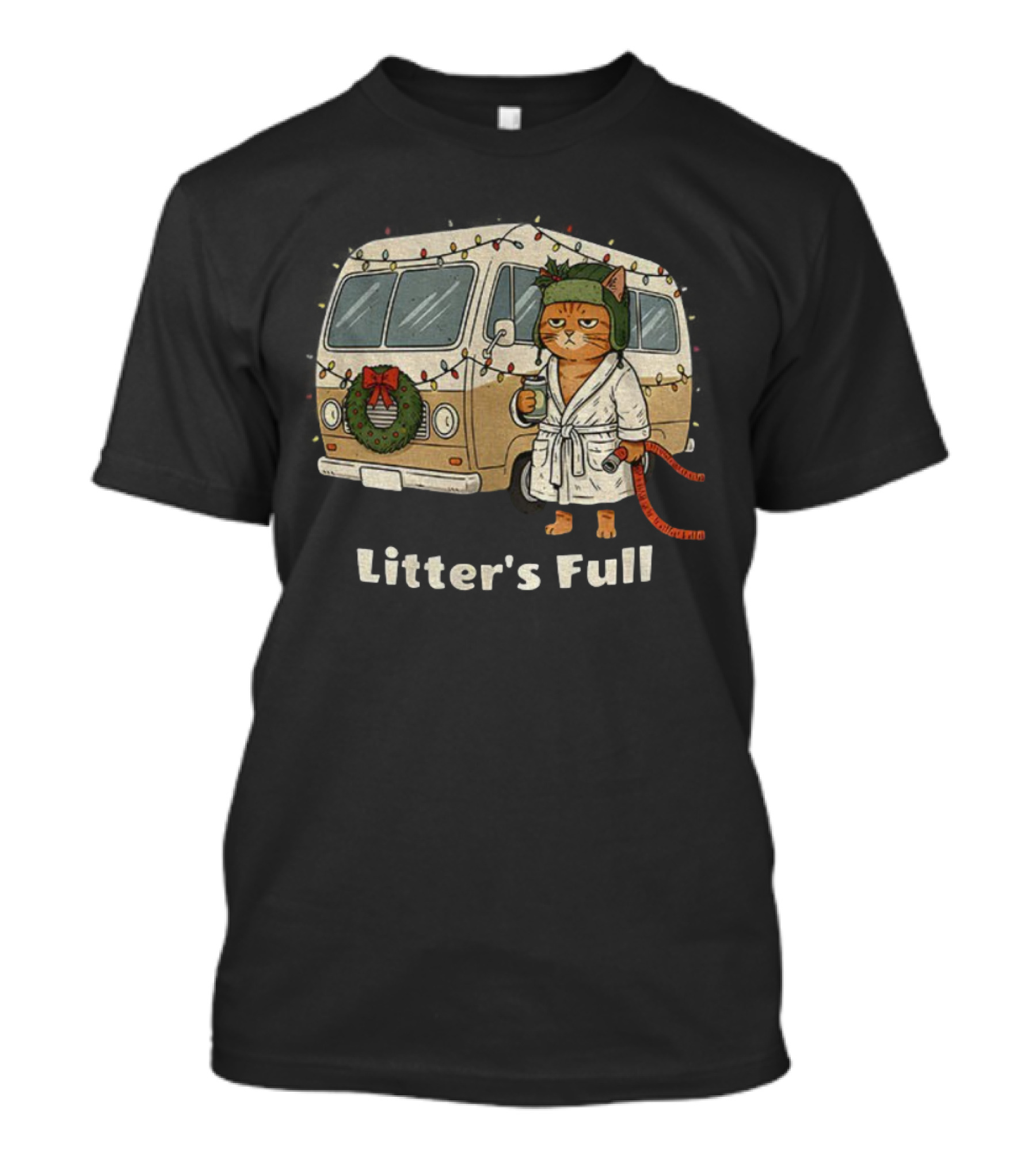 Litter's Full Christmas Cat In Holiday RV Scene T-Shirt