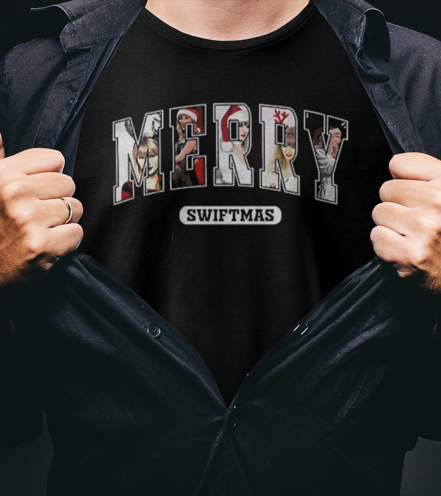 Merry Swiftmas Christmas Santa Faces T-Shirt