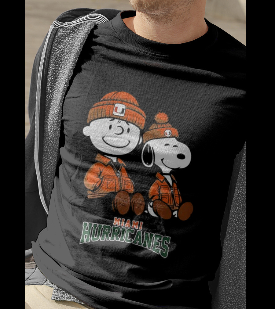 Charlie Brown Snoopy Miami Hurricanes Fan Gear T-Shirt