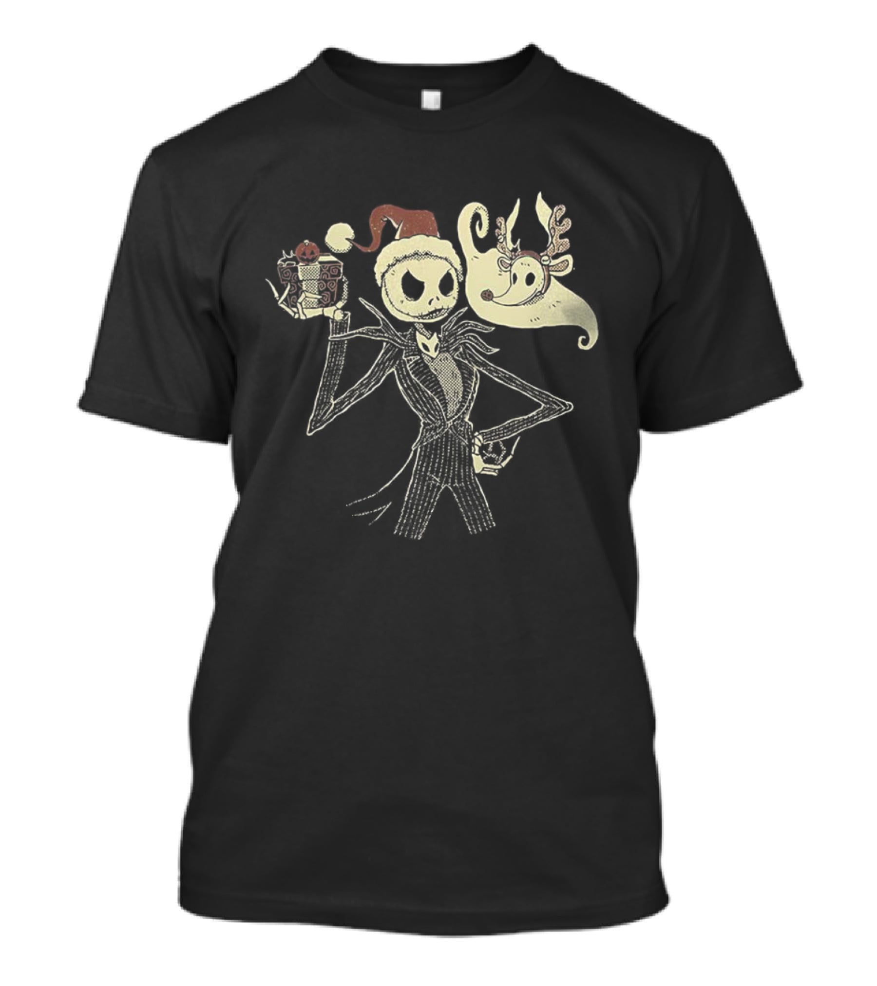 Jack Skellington Santa Hat And Zero The Nightmare Before Christmas T-Shirt