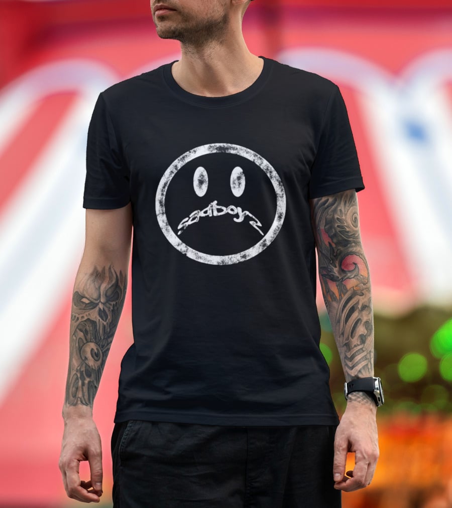Sad Boyz Frown Distressed Grunge Aesthetic Emo Emoticon T-Shirt