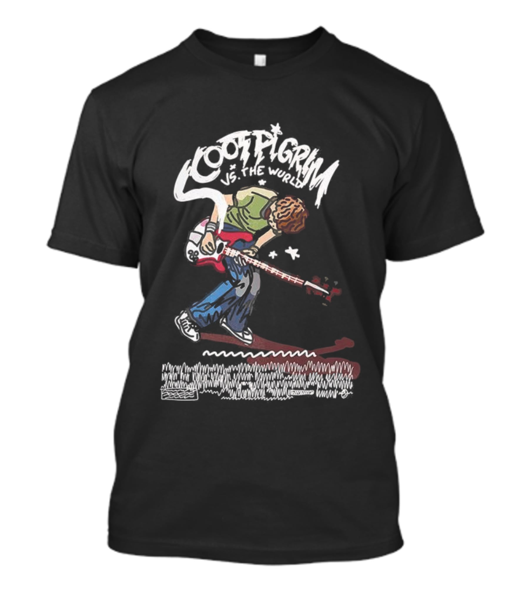 Scott Pilgrim Vs The World Cartoon Rocking Guitar Scene T-Shirt