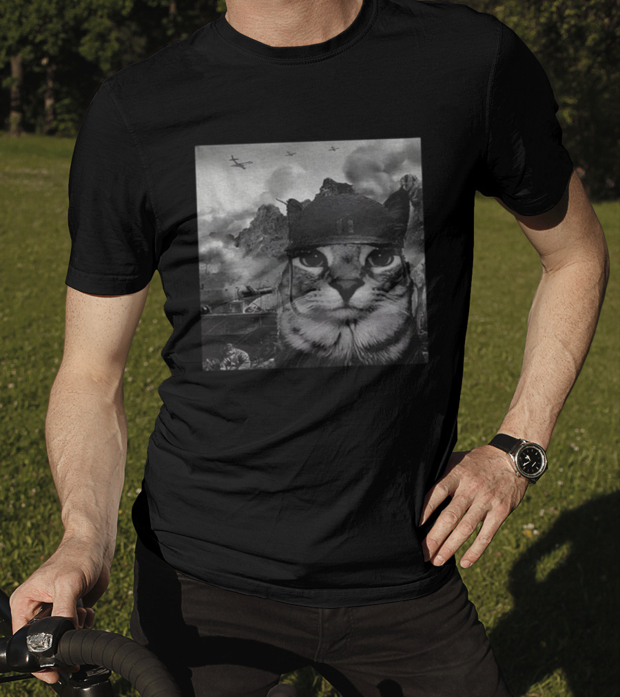 War Cat Kitten Soldier Military Battlefield Meme T-Shirt