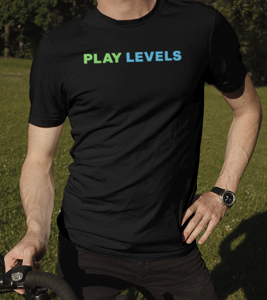 PLAY LEVELS Neon Green And Blue Gamers Aesthetic T-Shirt