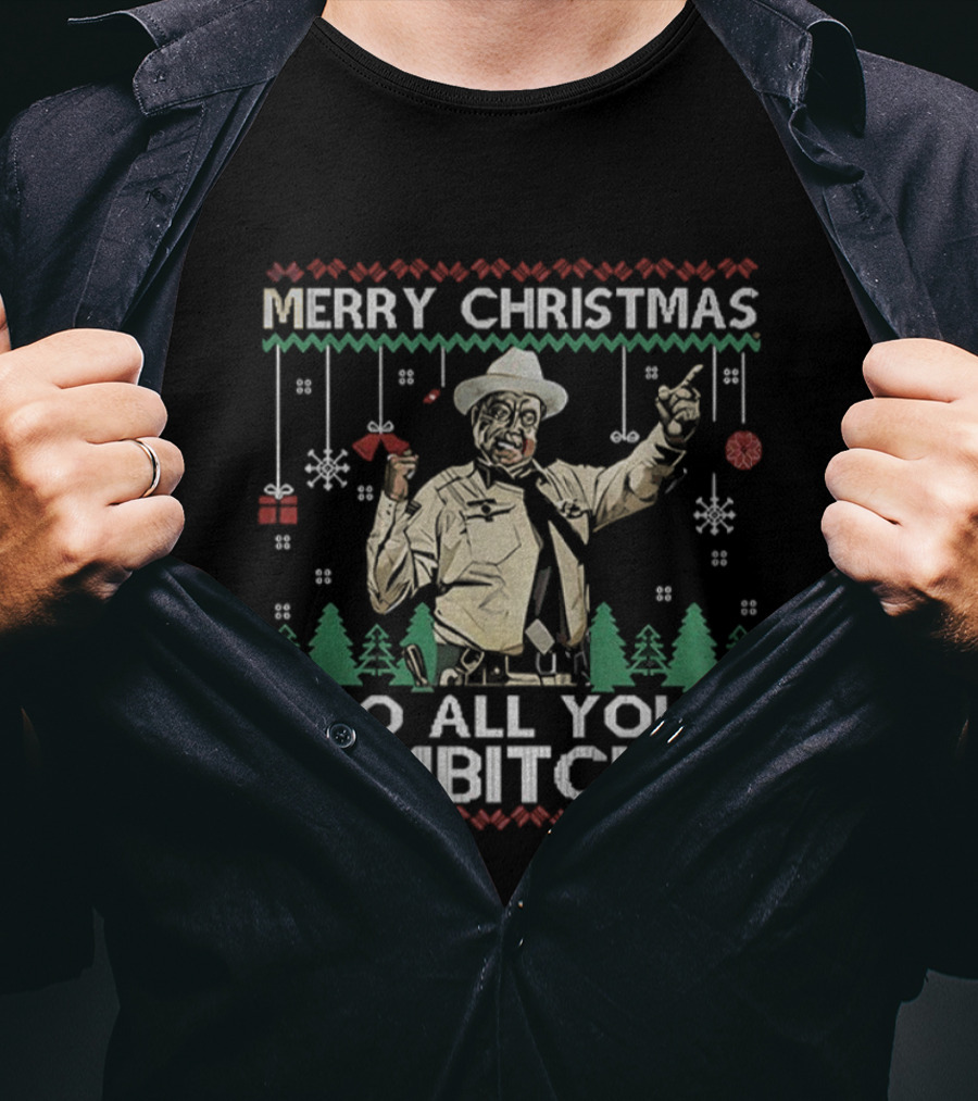 Merry Christmas To All You Sumbitches Smokey The Bandit Funny Ugly Xmas T-Shirt