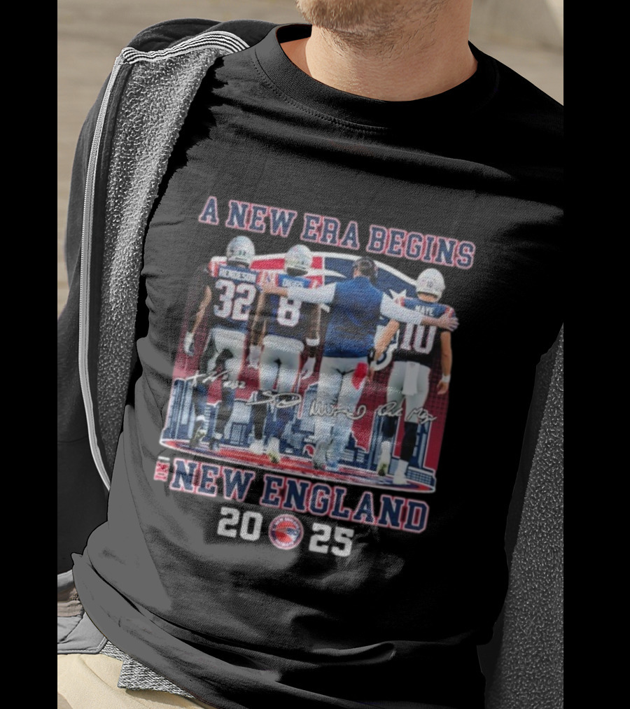 A New Era Begins 2025 Treveyon Henderson Stefon Diggs Drake Maye New England Patriots Signatures T-Shirt