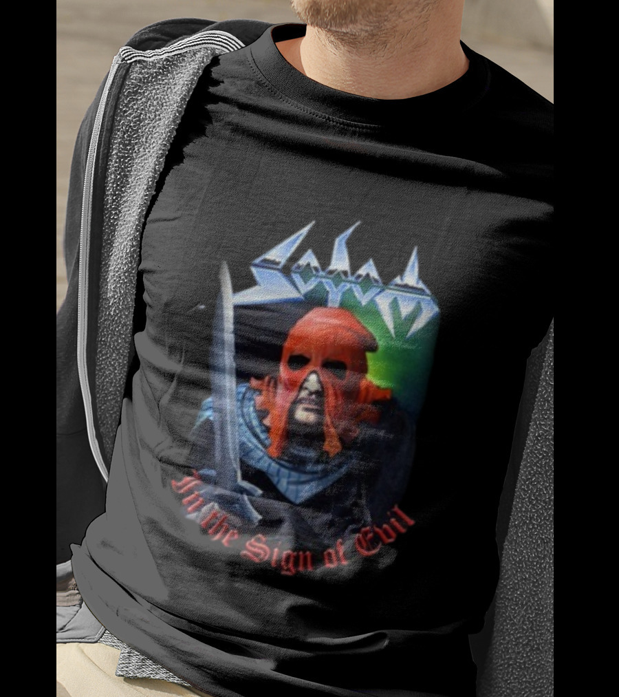 Sodom In The Sign Of Evil 1984 Masked Warrior And Sword Iconic Metal Artwork T-Shirt
