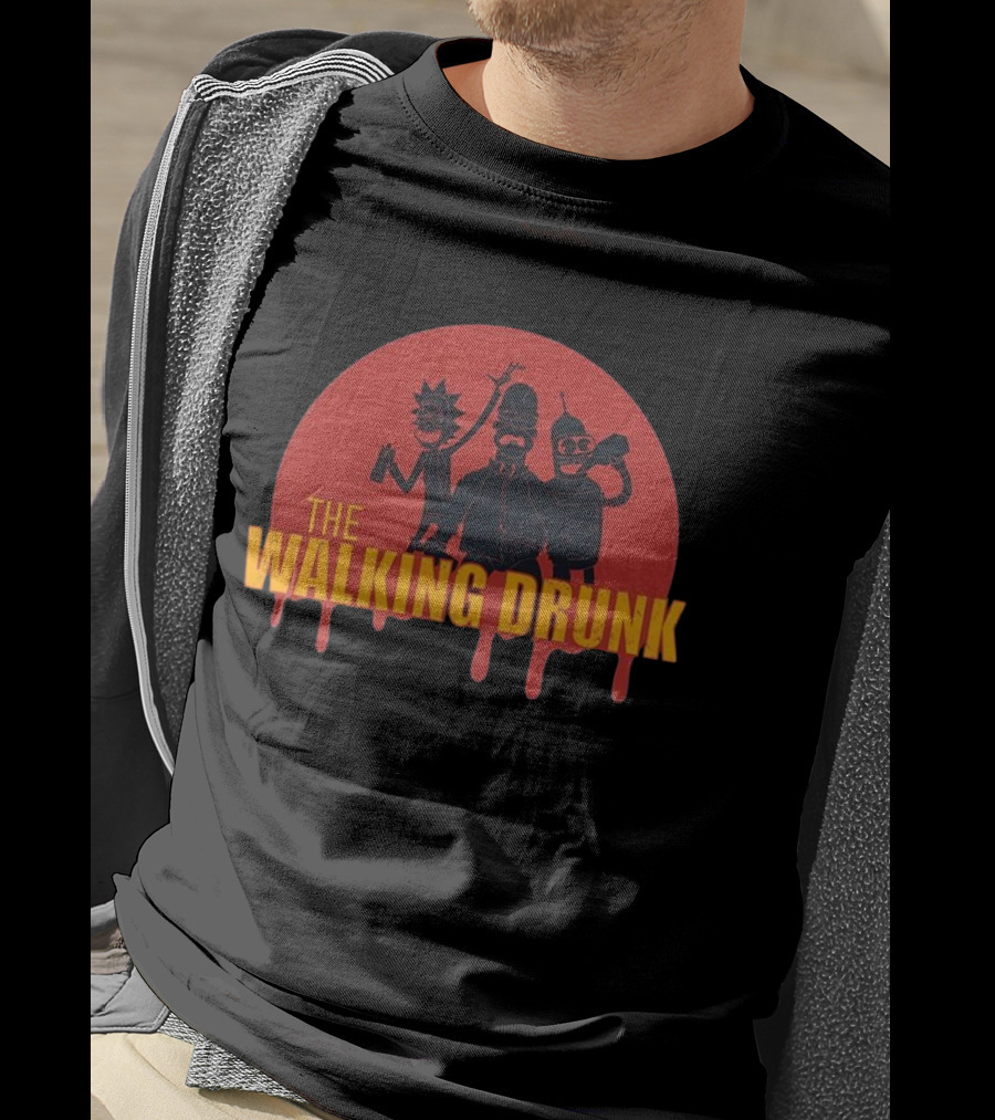 The Walking Drunk Cartoon Characters Funny Party Style T-Shirt