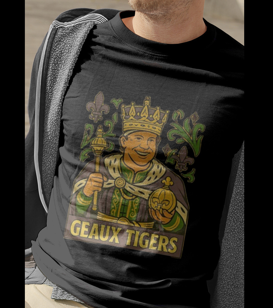 Geaux Tigers King Kiffin Lane LSU Football Cartoon Fleur-de-lis Royalty Theme T-Shirt