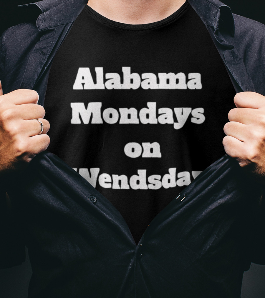 Alabama Mondays On Wednesday White Text T-Shirt
