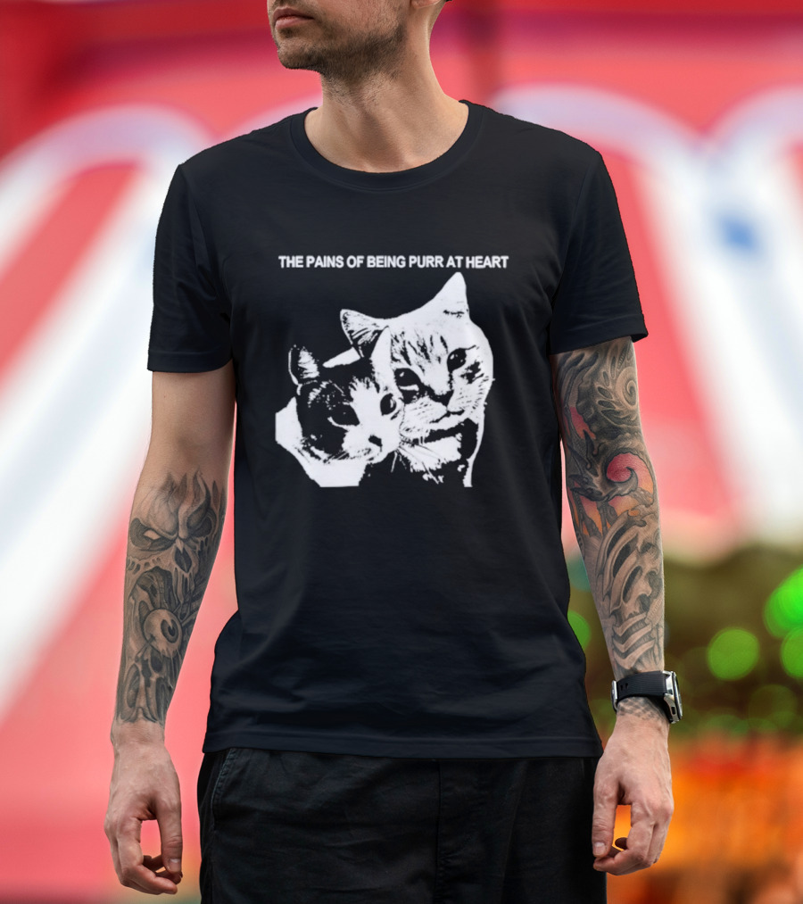 Cat The Pains Of Being Purr At Heart Dual Cat Faces T-Shirt