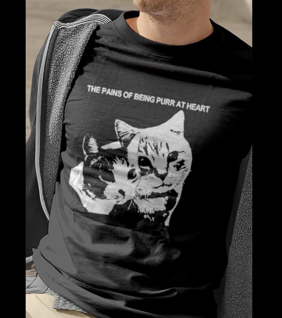 Cat The Pains Of Being Purr At Heart Dual Cat Faces T-Shirt