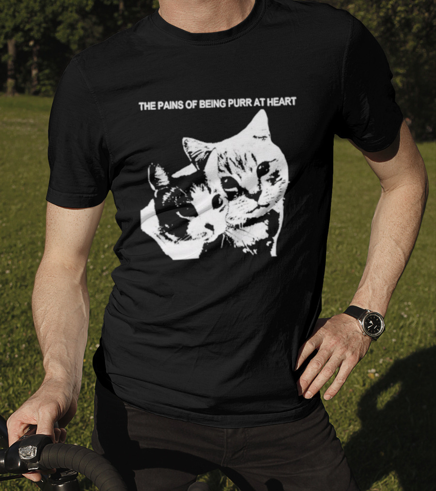Cat The Pains Of Being Purr At Heart Dual Cat Faces T-Shirt