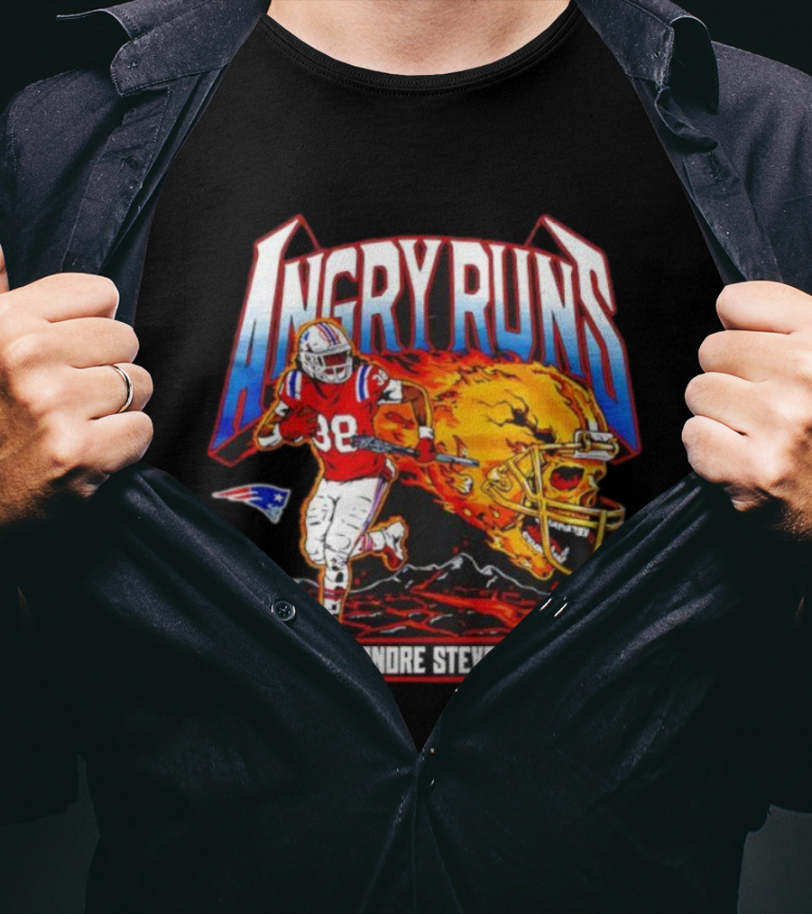 Angry Runs Rhamondre Stevenson 2025 New England Patriots NFL Winner T-Shirt