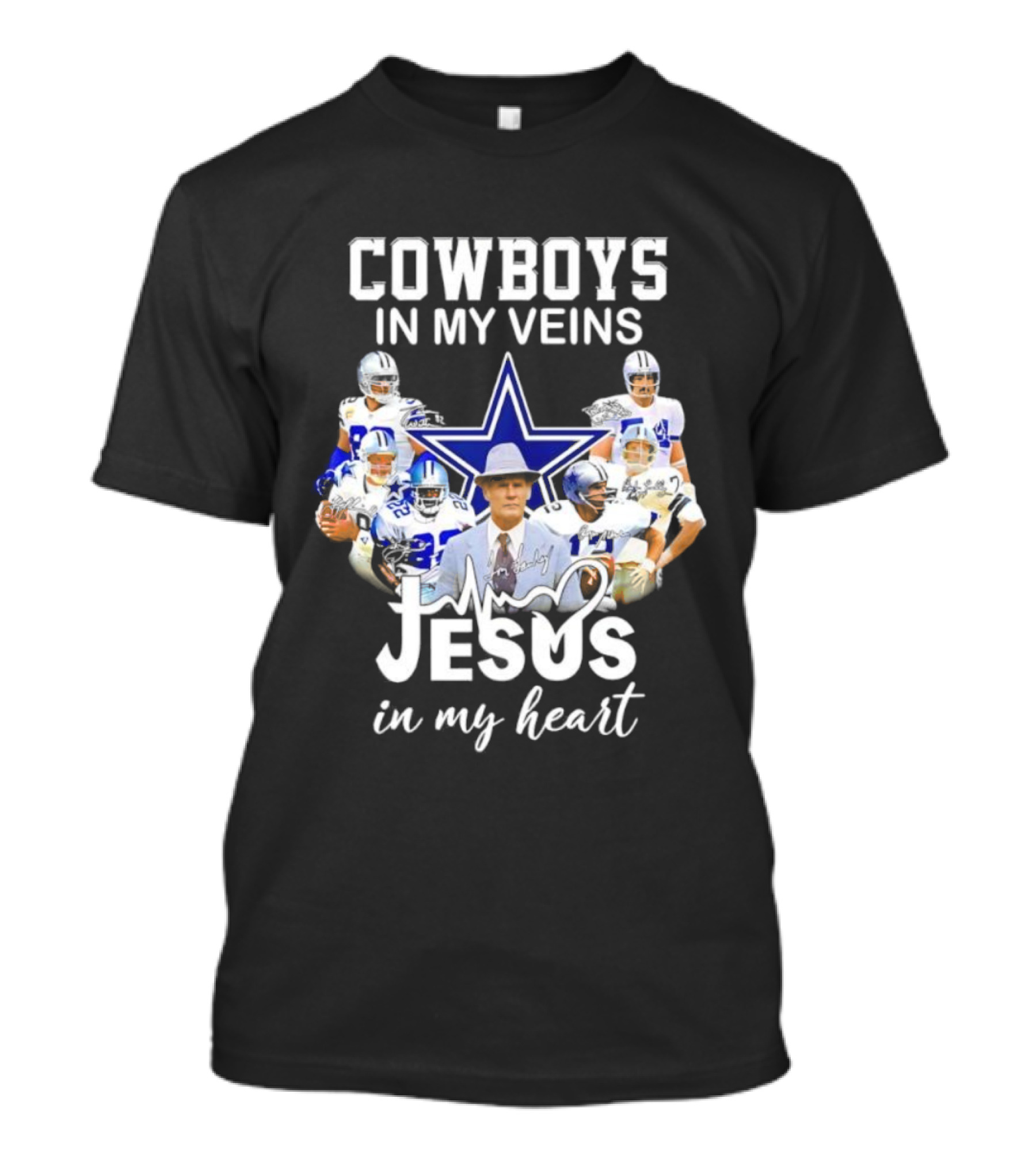 Cowboys In My Veins Jesus In My Heart Dallas Football Team Fans T-Shirt