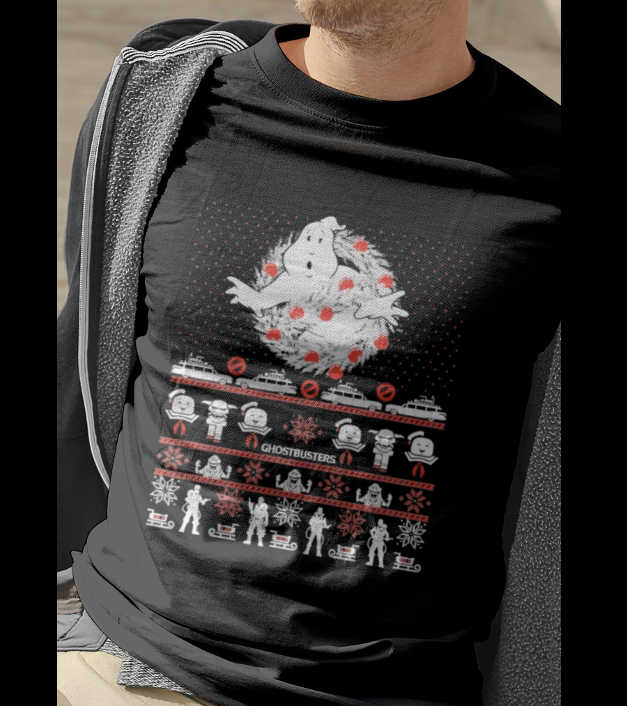 Ghostbusters Tis The Season For Bustin Ugly Christmas Sweater Style T-Shirt
