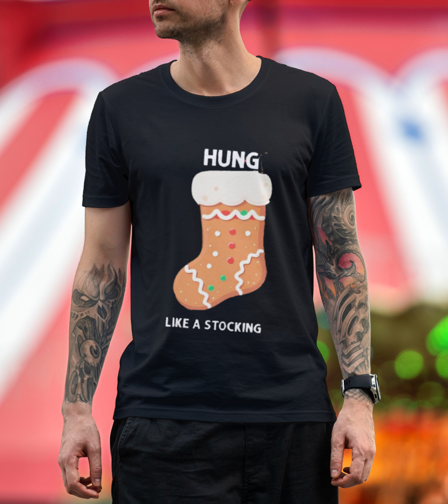 Hung Like A Stocking Gingerbread Christmas T-Shirt