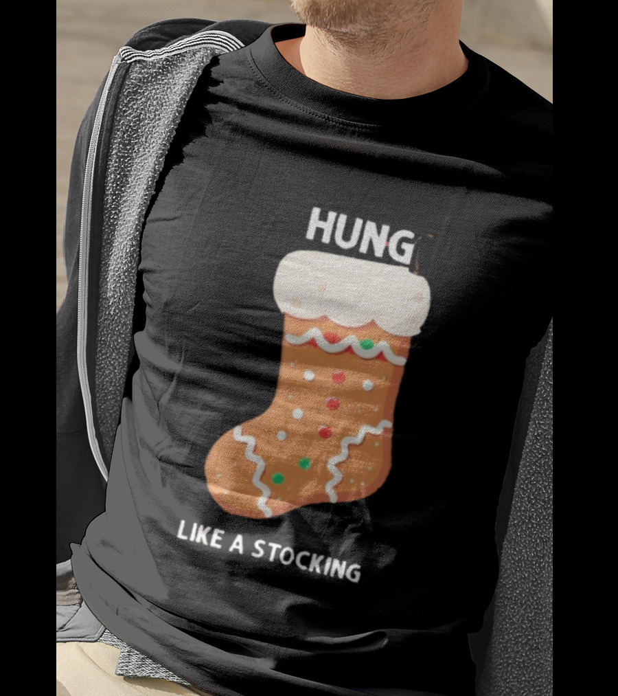 Hung Like A Stocking Gingerbread Christmas T-Shirt