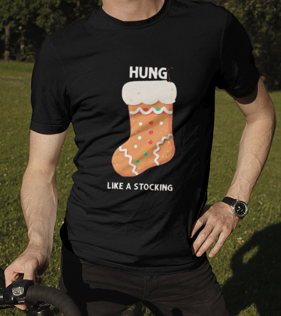 Hung Like A Stocking Gingerbread Christmas T-Shirt