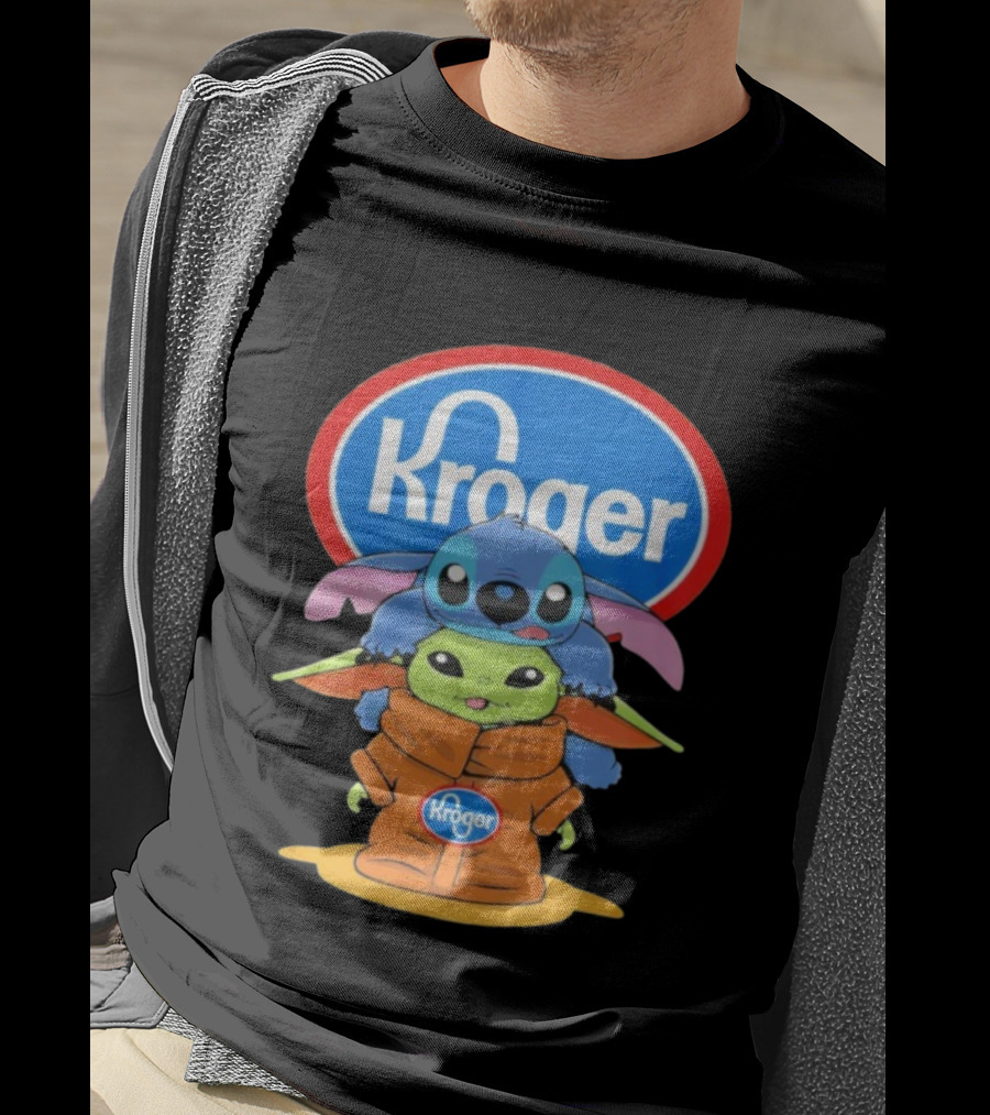 Kroger Baby Stitch And Baby Yoda Fun Illustration T-Shirt