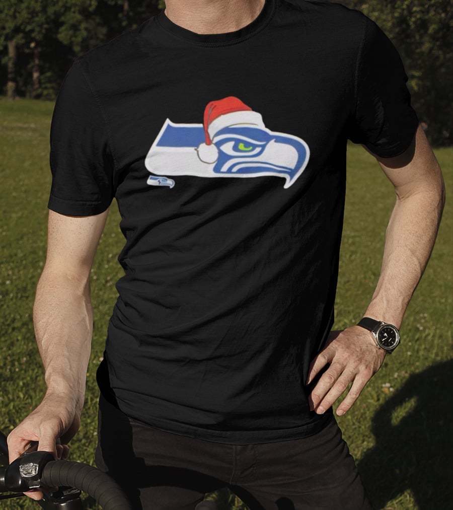 Seattle Seahawks Santa Hat Christmas Team Spirit T-Shirt