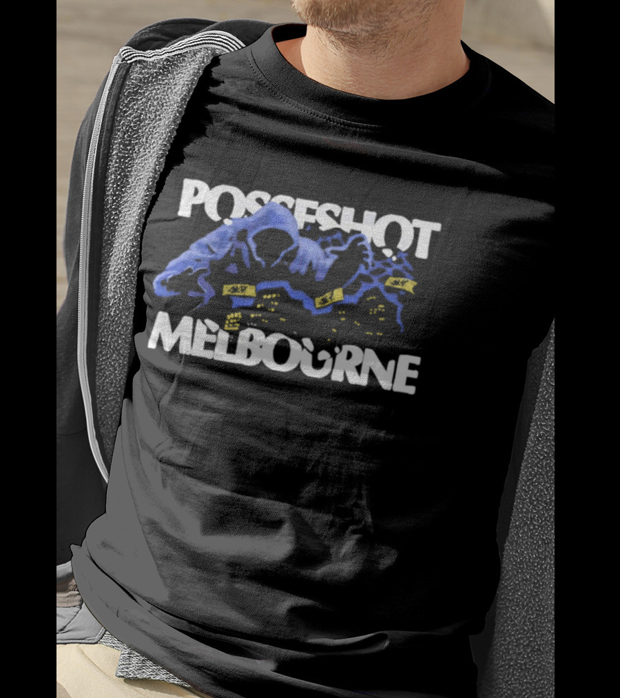 Posseshot Melbourne Ghost Town Blue Smoke Ghostly Cityscape T-Shirt