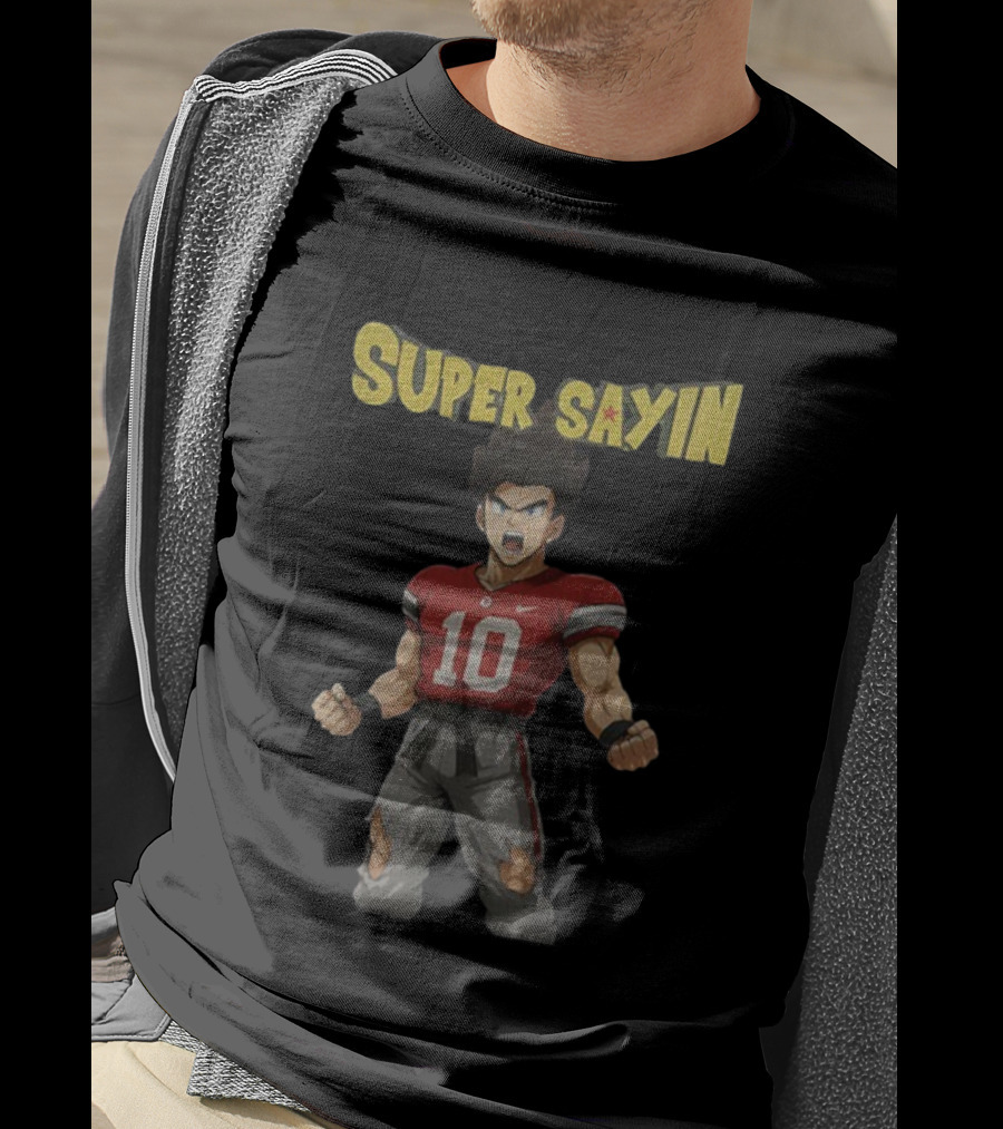 Super Sayin Ohio State Buckeyes #10 Julian Sayin Dragon Ball Z Style Character Fusion T-Shirt
