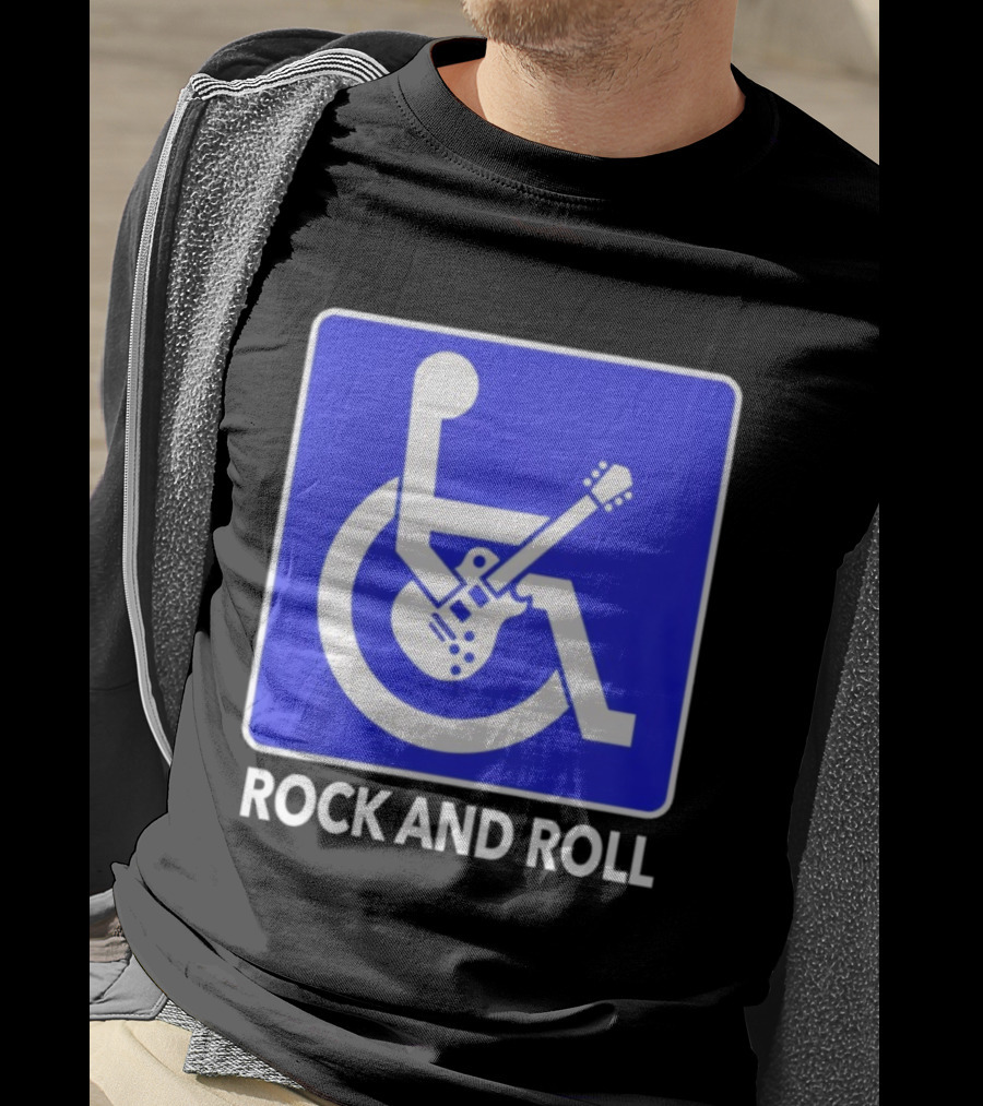 Rock And Roll Wheelchair Guitar Icon T-Shirt
